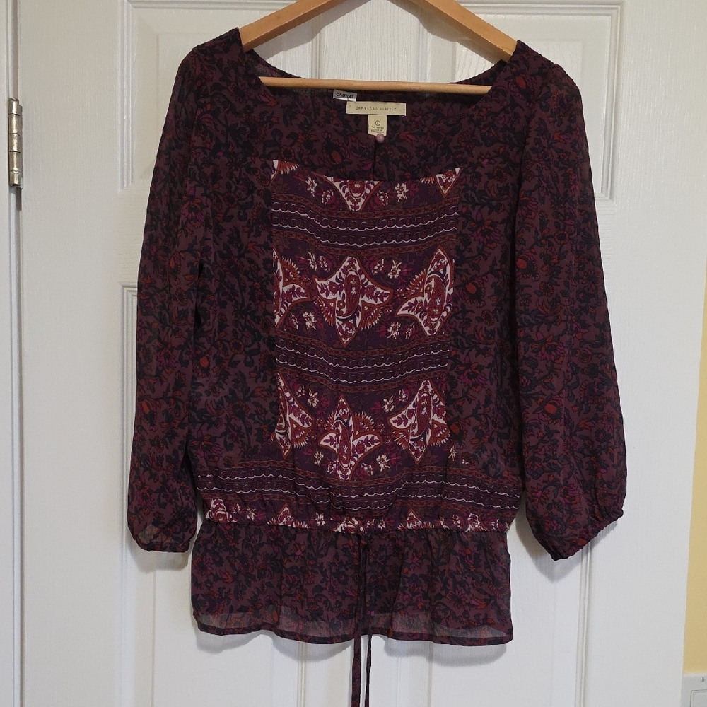 Jonathan Martin Burgundy and Red Blouse